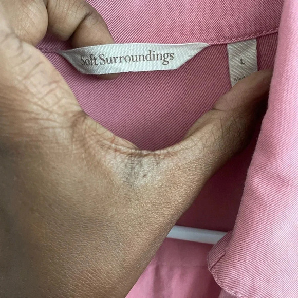 Soft Surroundings Washed TENCEL Faux
Wrap Rose Pink Lagenlook Tunic Top L - Picture 6 of 6